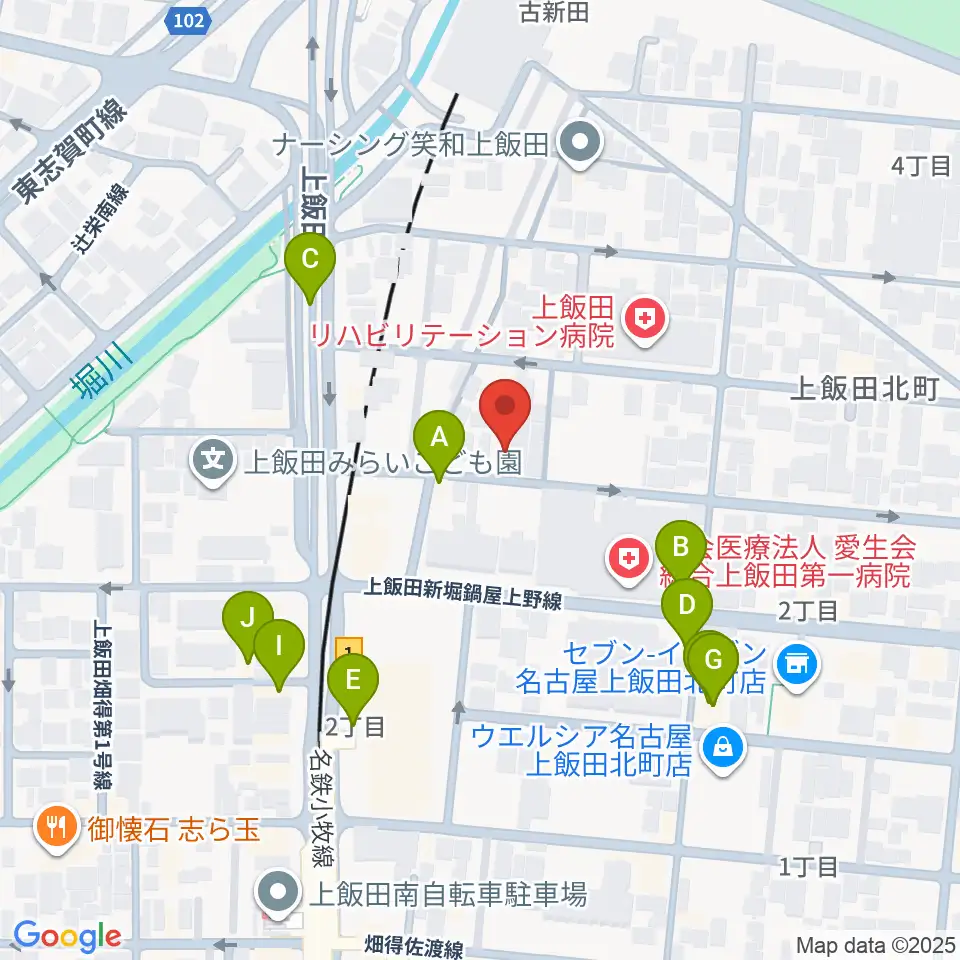 リアラウンズ周辺のファミレス・ファーストフード一覧地図