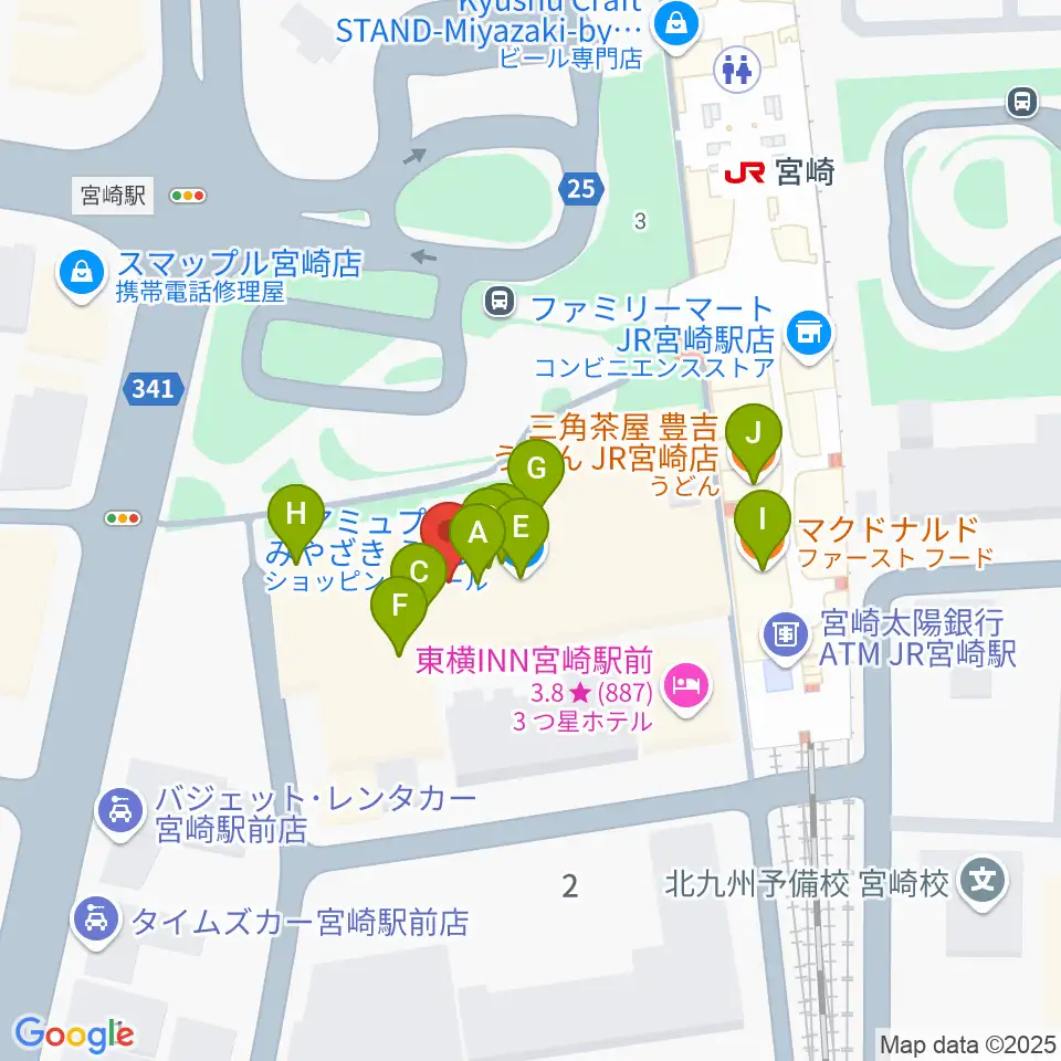 ワンダーアティックシネマ周辺のファミレス・ファーストフード一覧地図