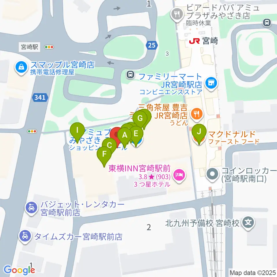 ワンダーアティックシネマ周辺のファミレス・ファーストフード一覧地図