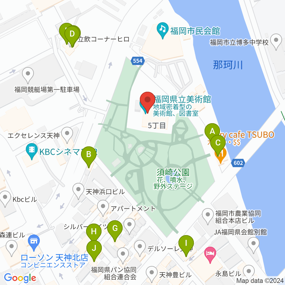 福岡県立美術館周辺のファミレス・ファーストフード一覧地図