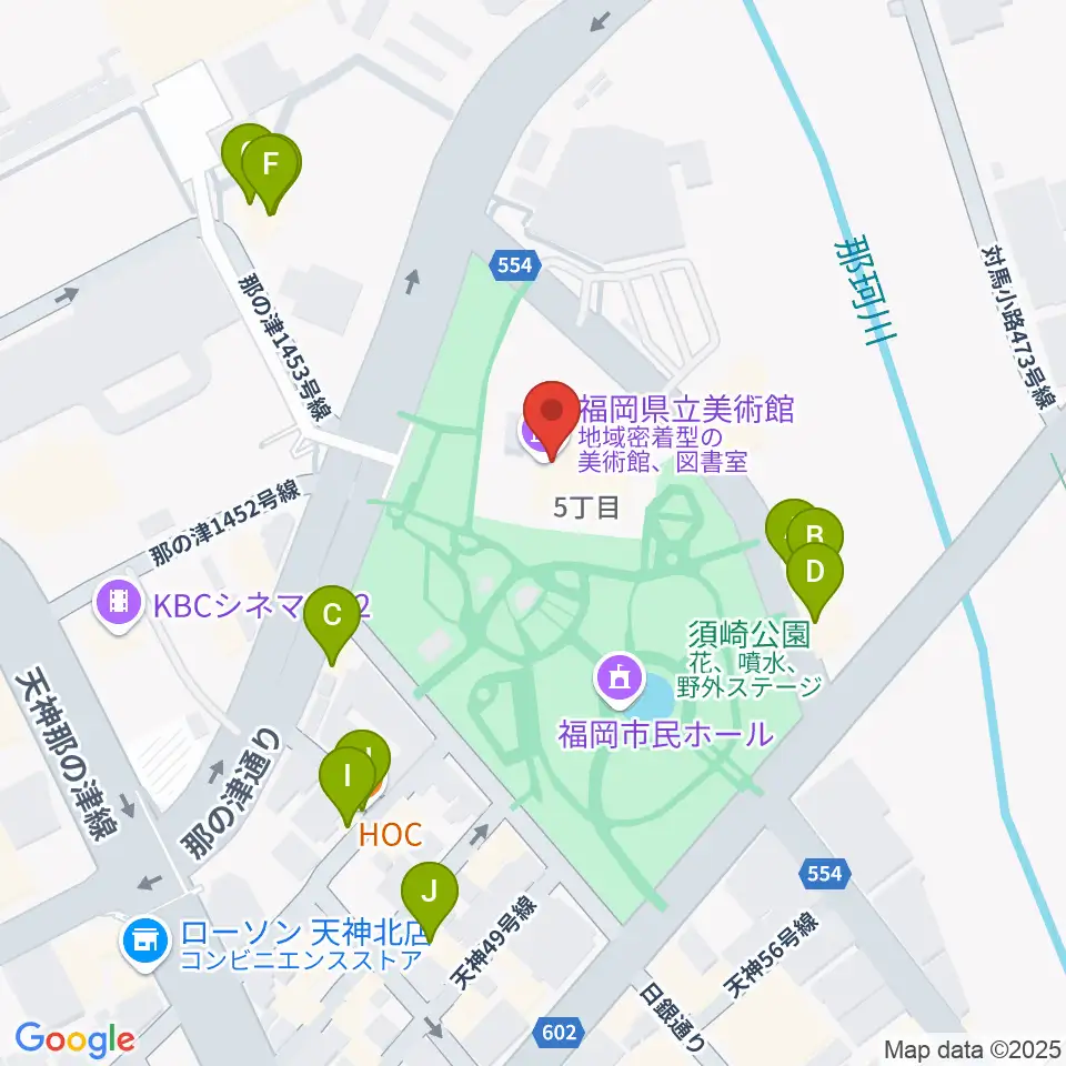 福岡県立美術館周辺のファミレス・ファーストフード一覧地図