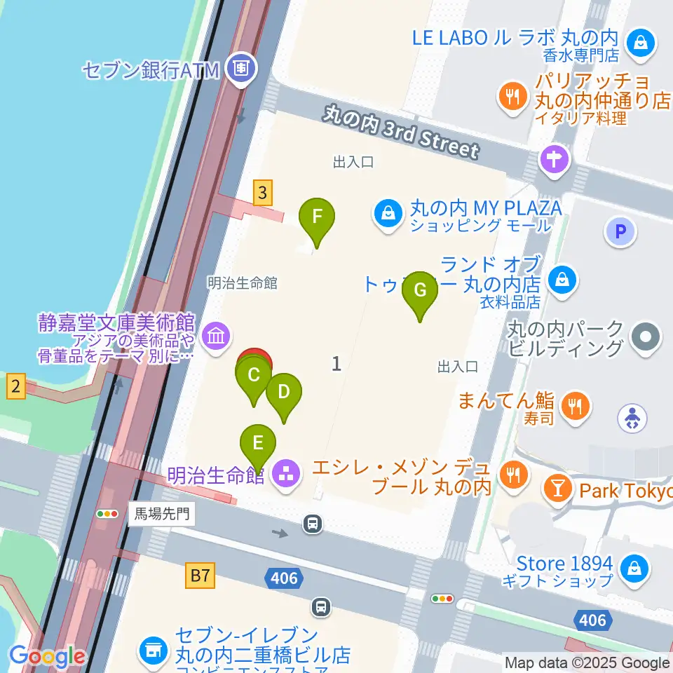 静嘉堂@丸の内 静嘉堂文庫美術館周辺のファミレス・ファーストフード一覧地図