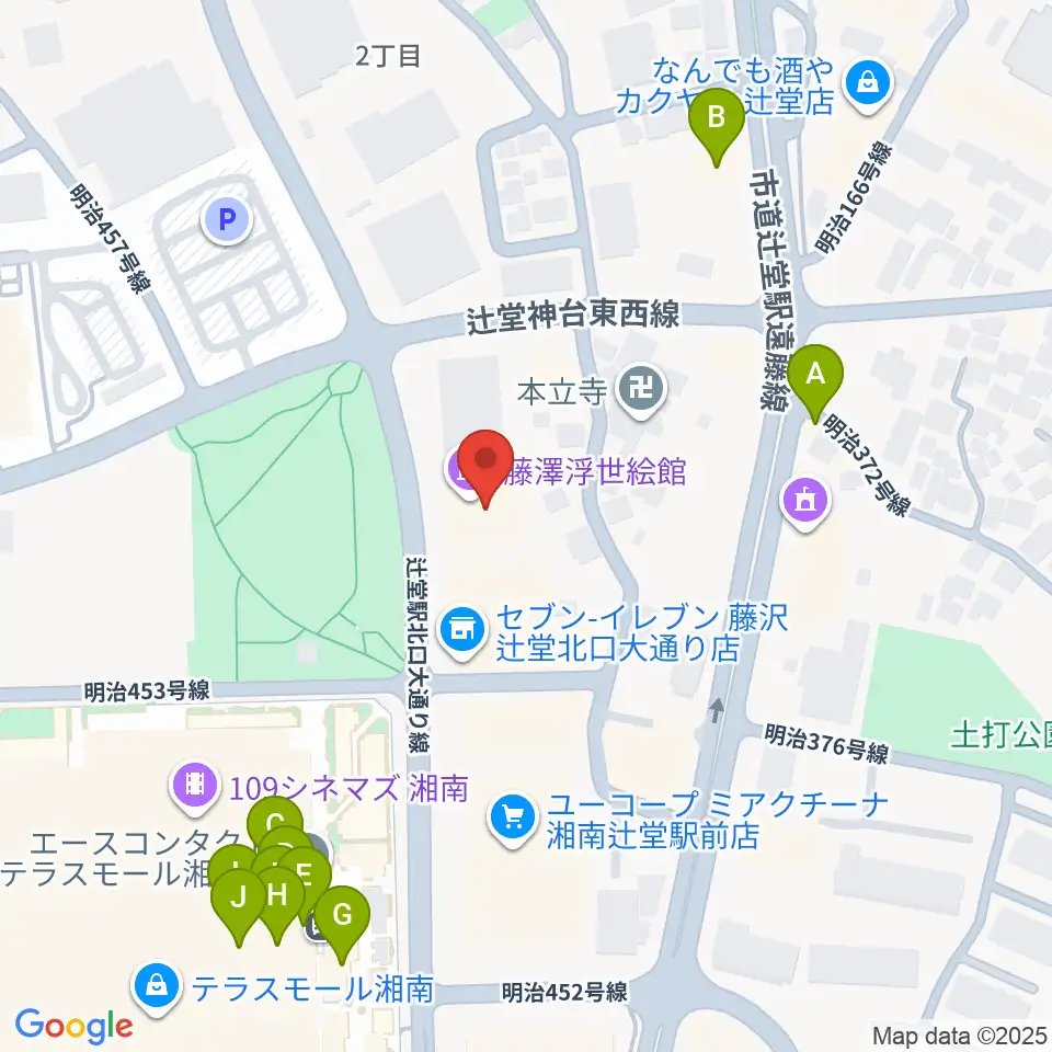 藤澤浮世絵館周辺のファミレス・ファーストフード一覧地図