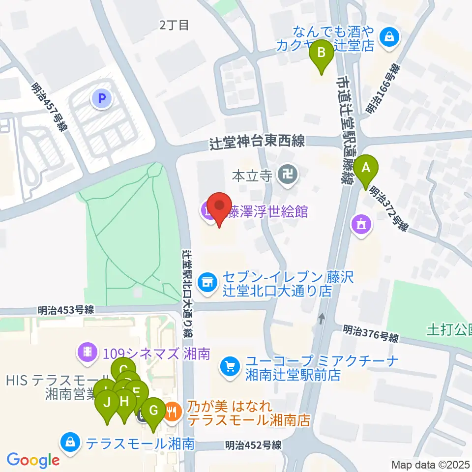 藤沢市アートスペース周辺のファミレス・ファーストフード一覧地図