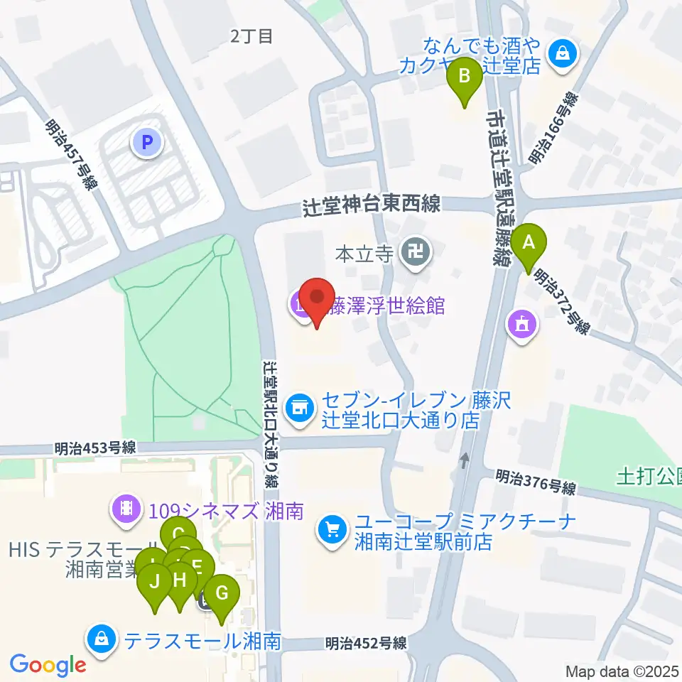 藤沢市アートスペース周辺のファミレス・ファーストフード一覧地図