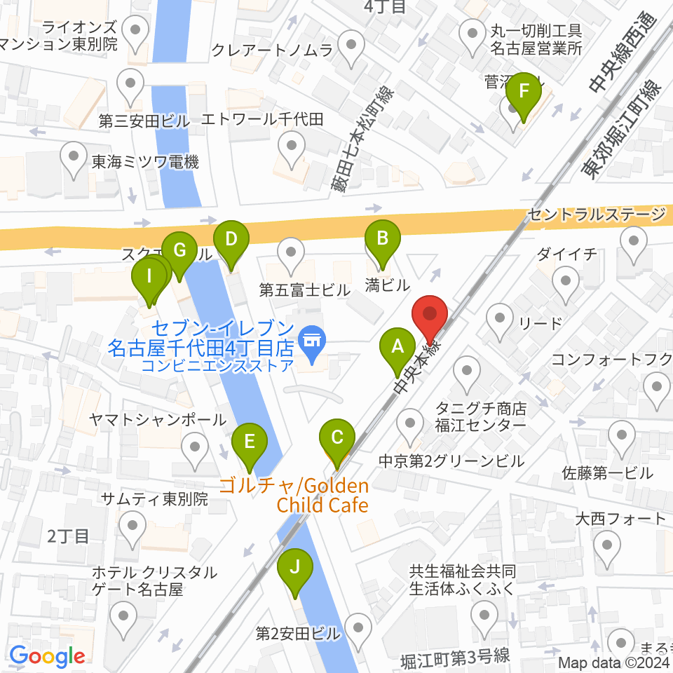 スタジオべティックス鶴舞店周辺のファミレス・ファーストフード一覧地図