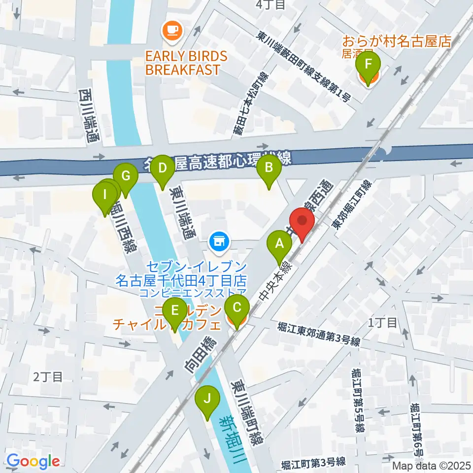 スタジオべティックス鶴舞店周辺のファミレス・ファーストフード一覧地図