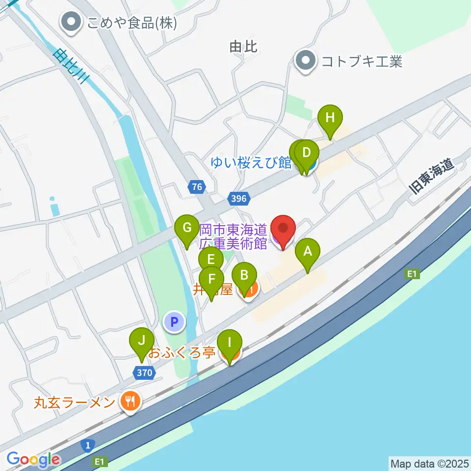 東海道広重美術館周辺のファミレス・ファーストフード一覧地図