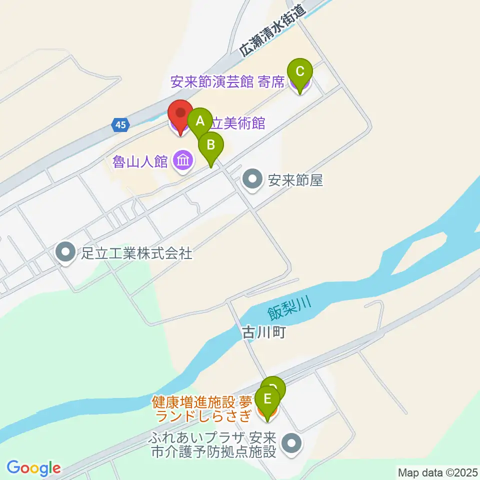 足立美術館周辺のファミレス・ファーストフード一覧地図