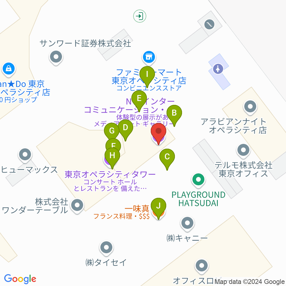 東京オペラシティアートギャラリー周辺のファミレス・ファーストフード一覧地図