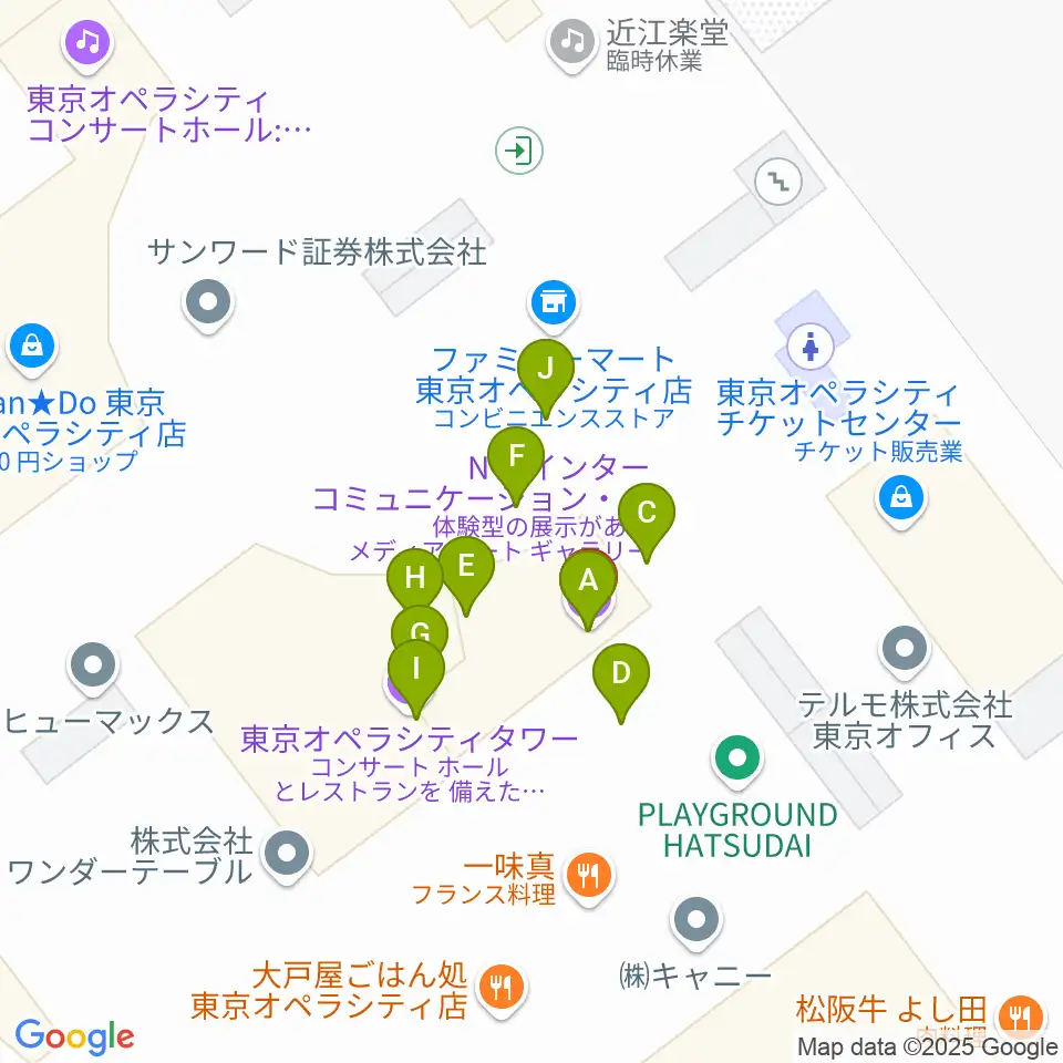 東京オペラシティアートギャラリー周辺のファミレス・ファーストフード一覧地図