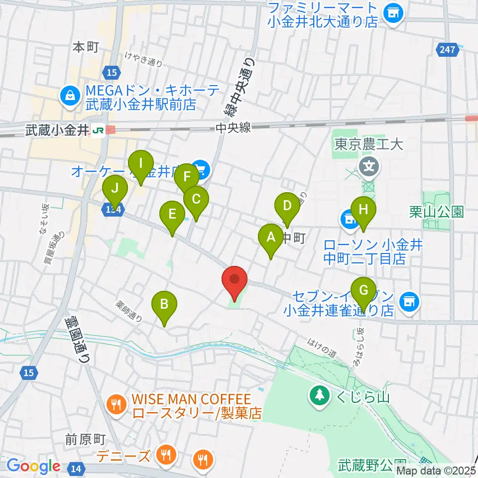 はけの森美術館周辺のファミレス・ファーストフード一覧地図