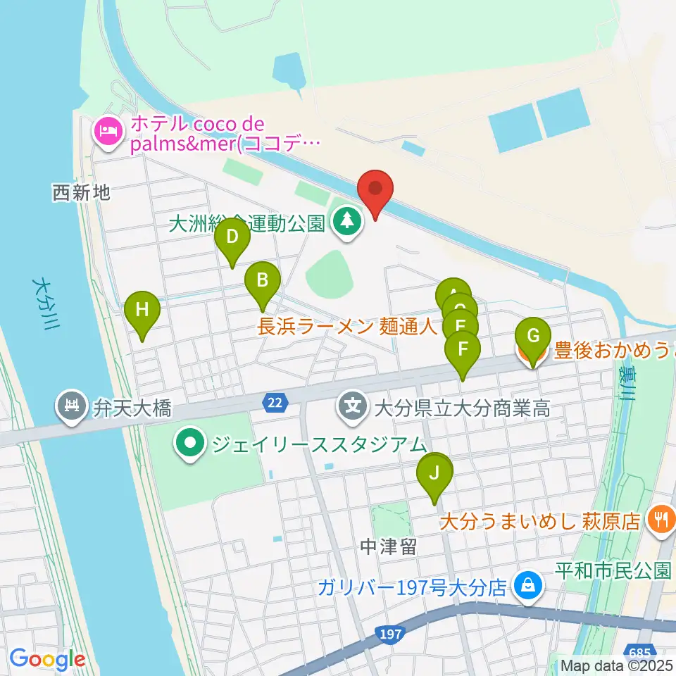 サイクルショップコダマ大洲アリーナ周辺のファミレス・ファーストフード一覧地図