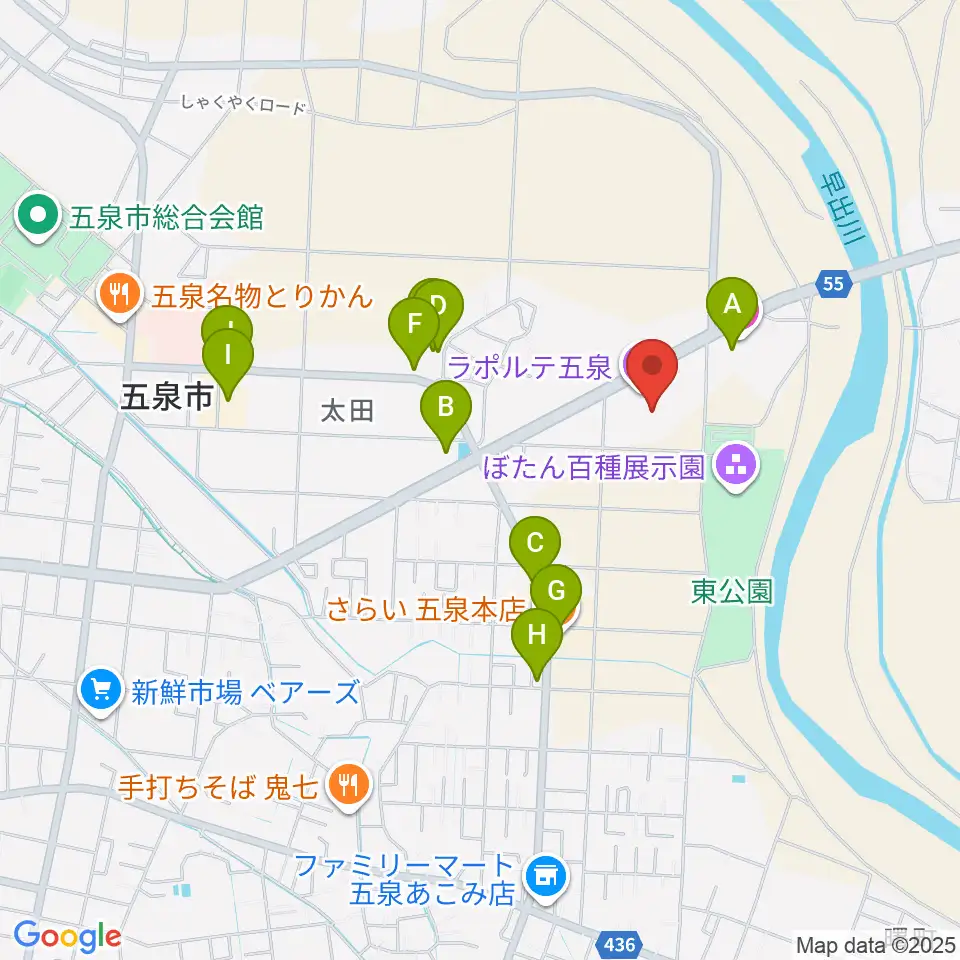 ラポルテ五泉周辺のファミレス・ファーストフード一覧地図