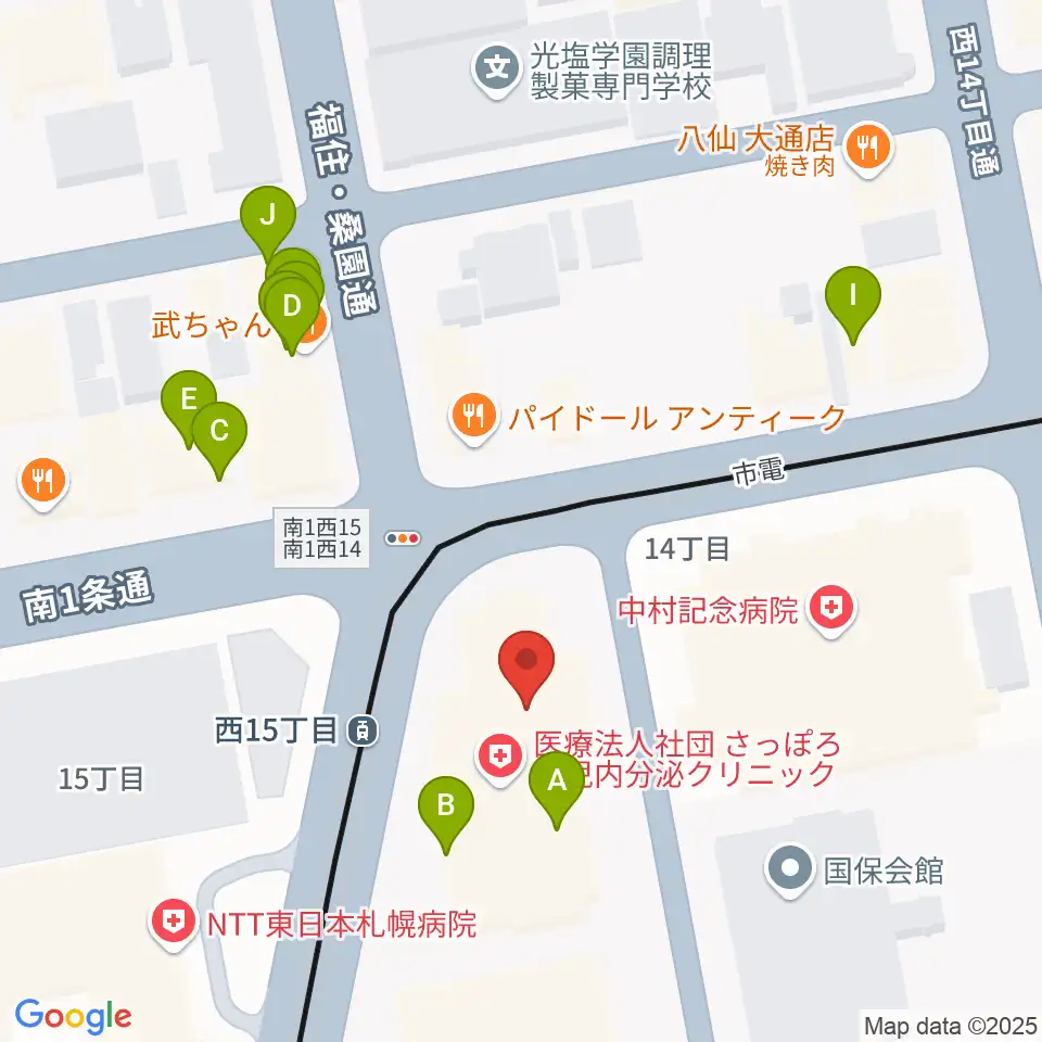ウィステリアホール周辺のファミレス・ファーストフード一覧地図