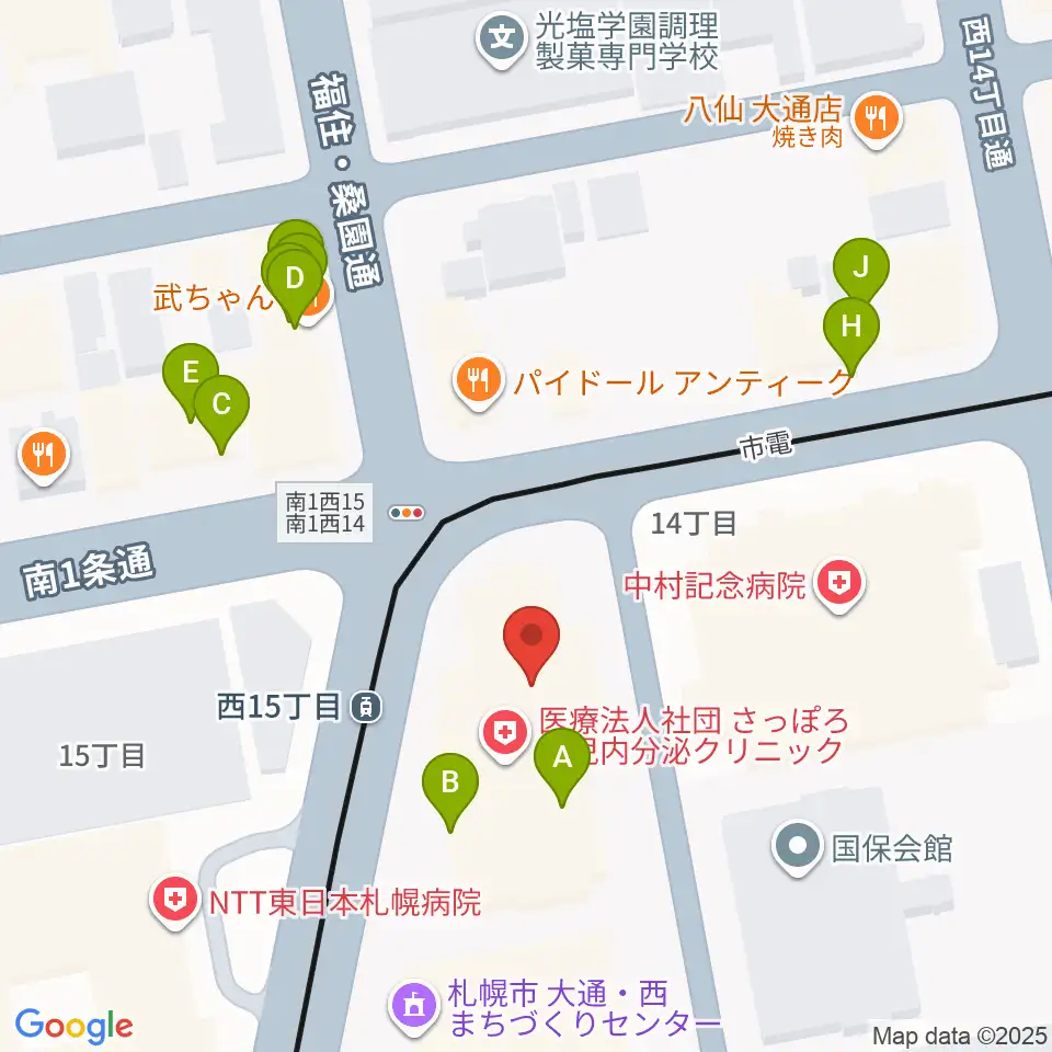 ウィステリアホール周辺のファミレス・ファーストフード一覧地図