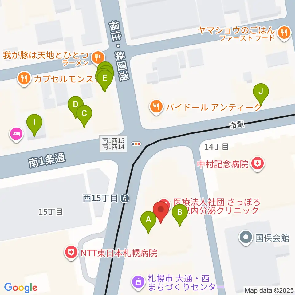 ウィステリアホール周辺のファミレス・ファーストフード一覧地図