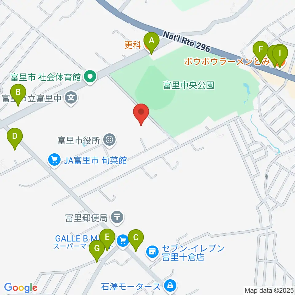 富里中央公民館周辺のファミレス・ファーストフード一覧地図
