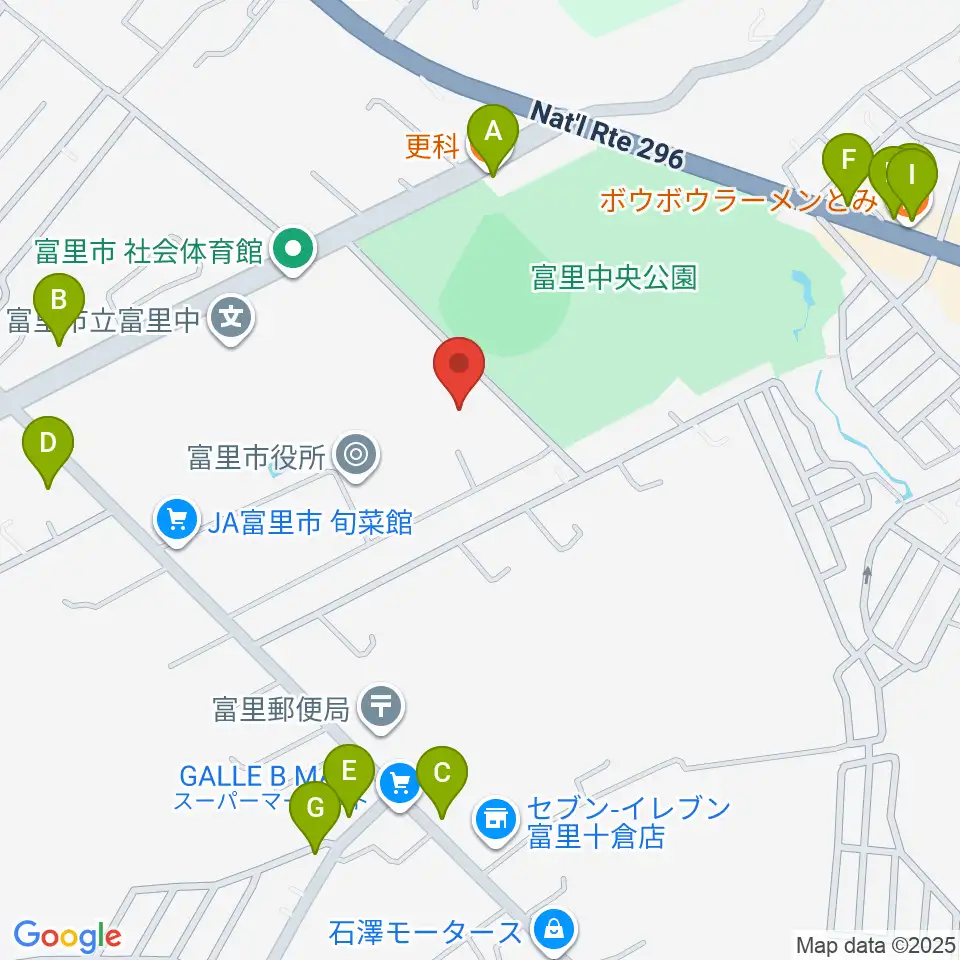 富里中央公民館周辺のファミレス・ファーストフード一覧地図
