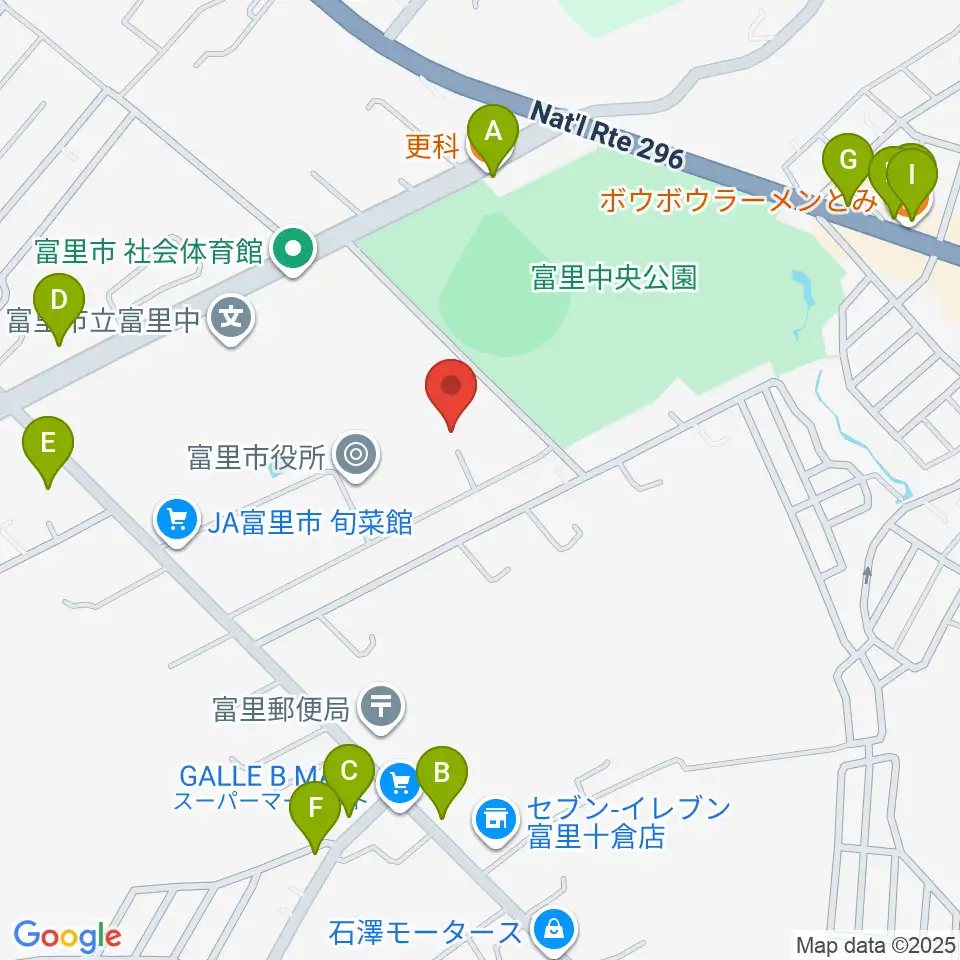 富里中央公民館周辺のファミレス・ファーストフード一覧地図