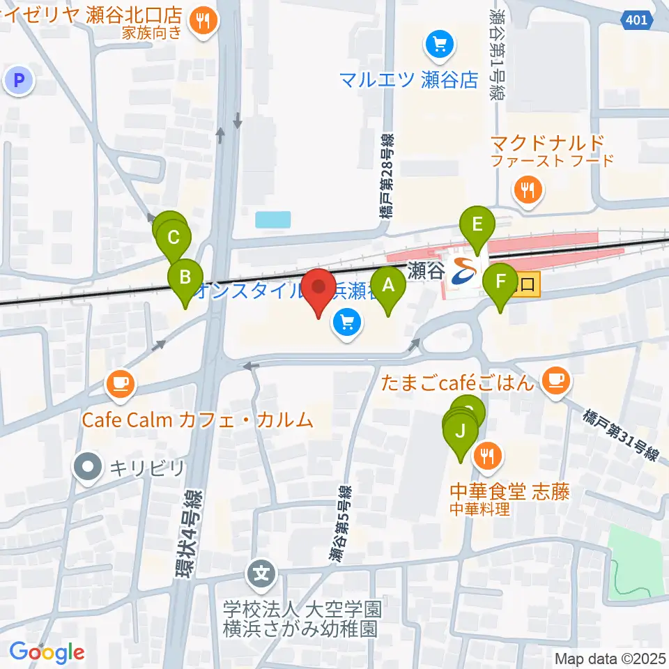 瀬谷区民文化センターあじさいプラザ周辺のファミレス・ファーストフード一覧地図