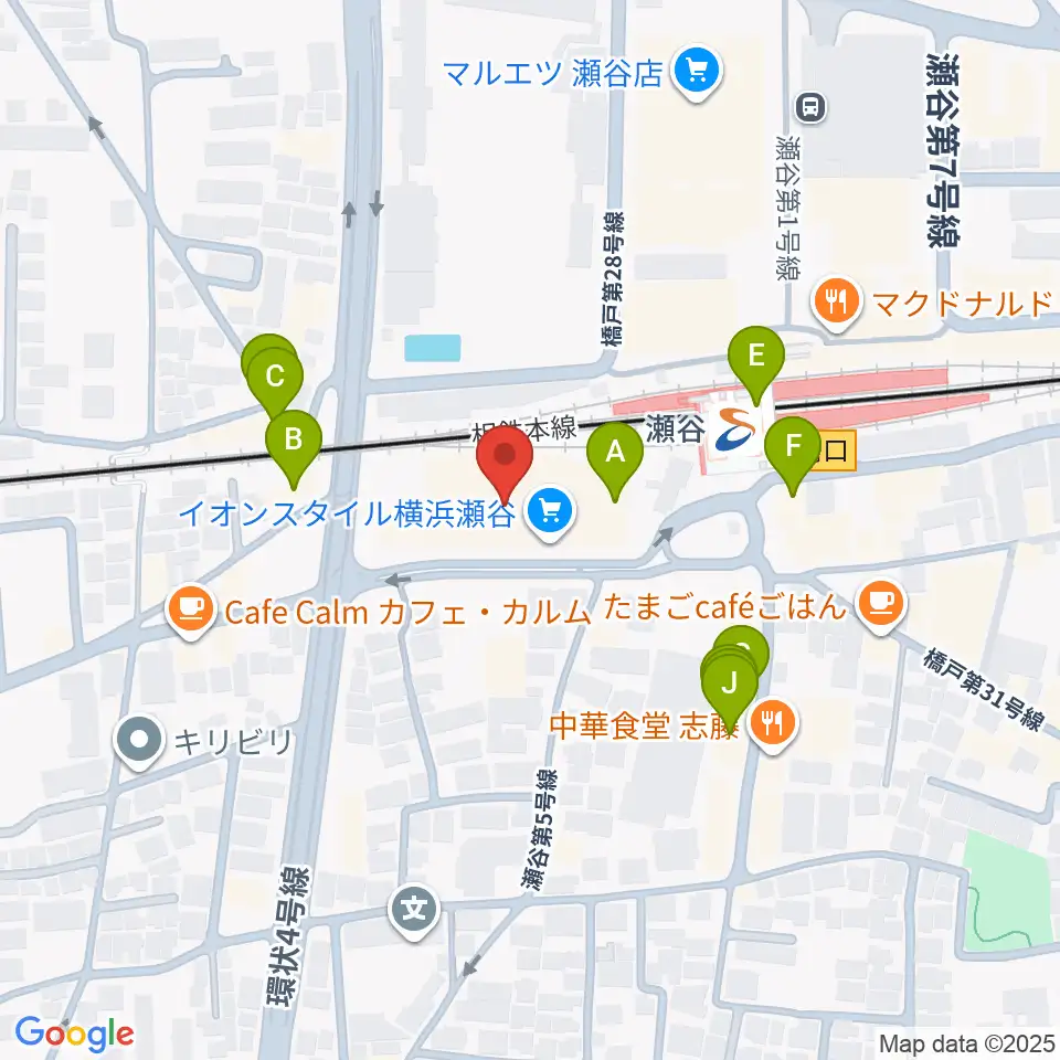 瀬谷区民文化センターあじさいプラザ周辺のファミレス・ファーストフード一覧地図