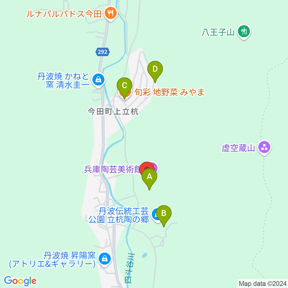 兵庫陶芸美術館周辺のファミレス・ファーストフード一覧地図