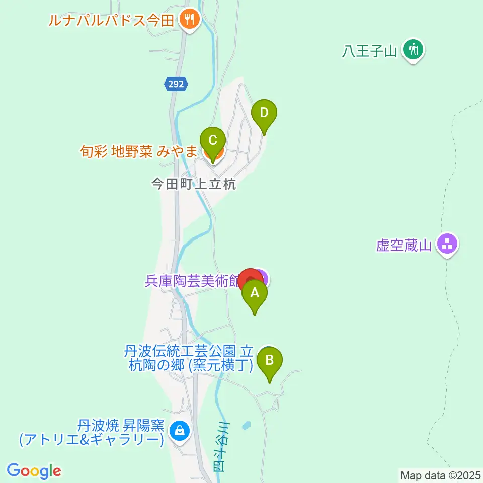 兵庫陶芸美術館周辺のファミレス・ファーストフード一覧地図