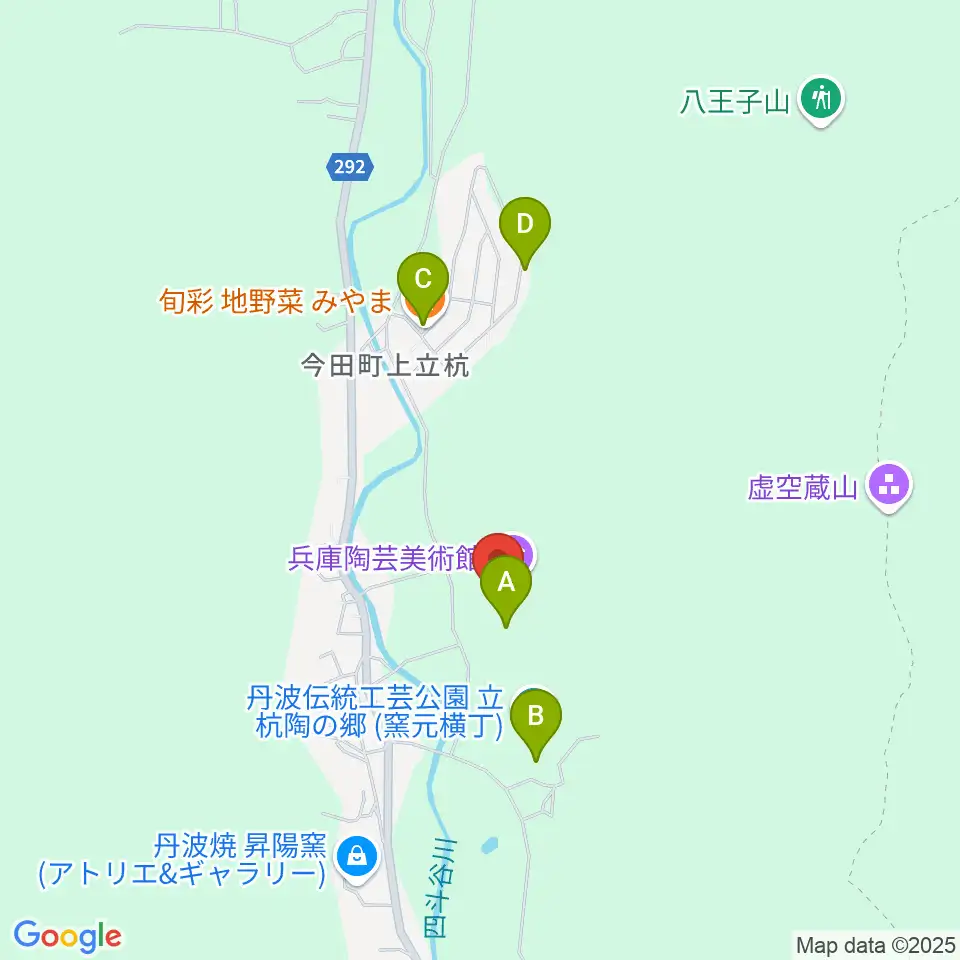 兵庫陶芸美術館周辺のファミレス・ファーストフード一覧地図