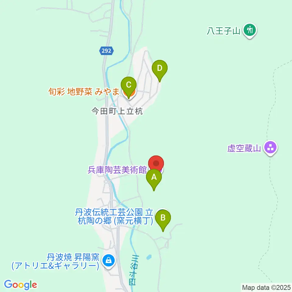 兵庫陶芸美術館周辺のファミレス・ファーストフード一覧地図