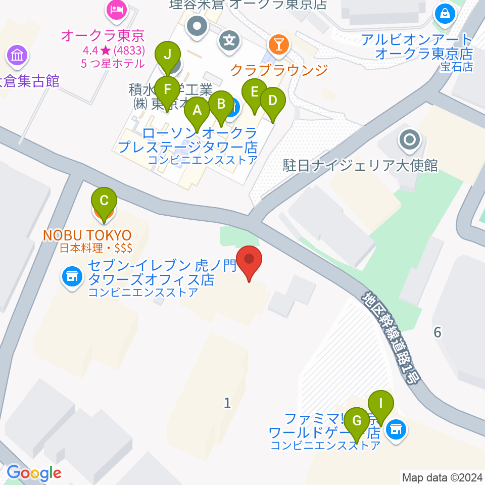 菊池寛実記念 智美術館周辺のファミレス・ファーストフード一覧地図