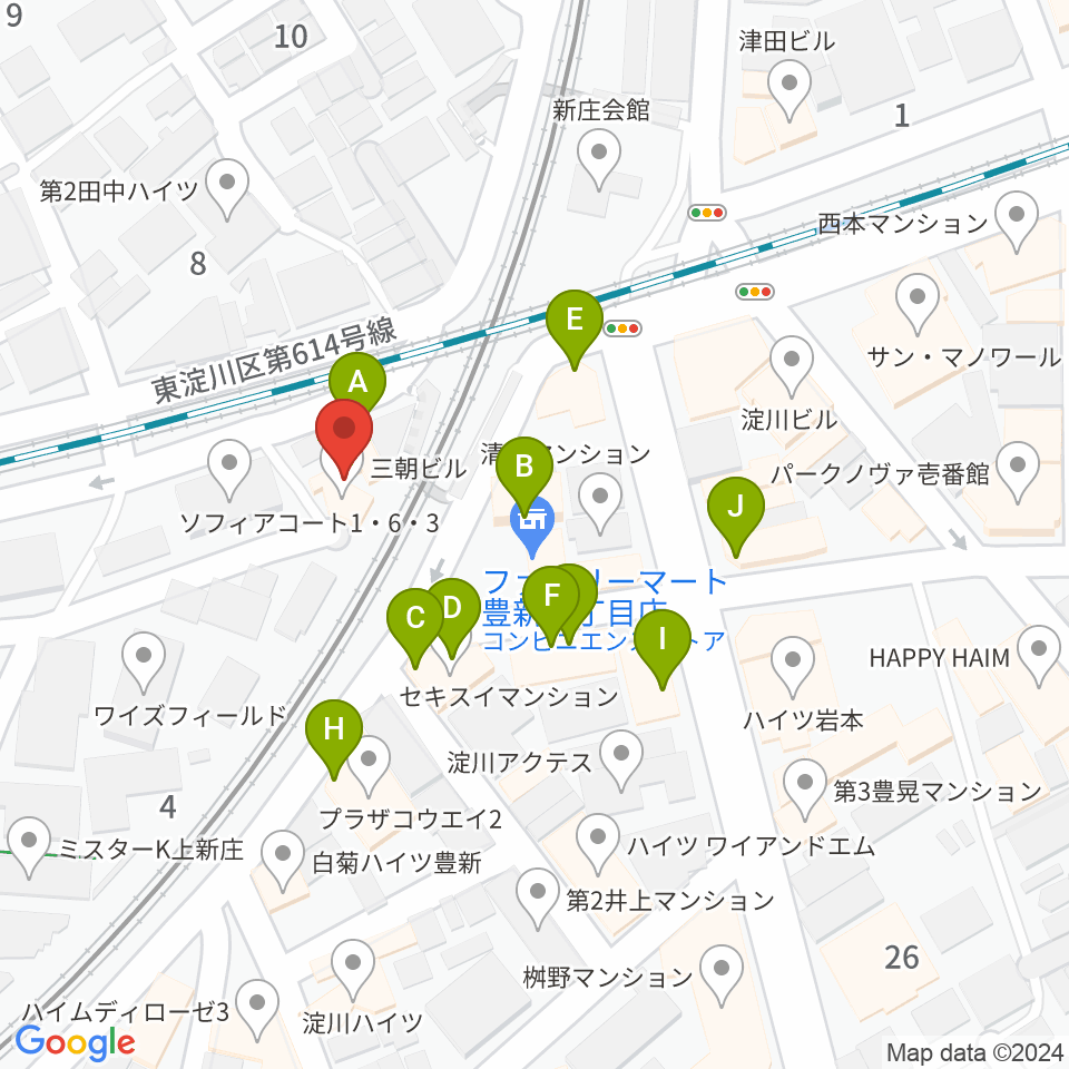 上新庄スタジオテンダー周辺のファミレス・ファーストフード一覧地図