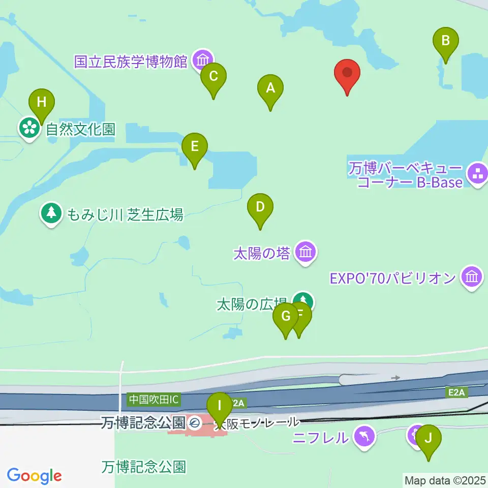 大阪日本民芸館周辺のファミレス・ファーストフード一覧地図