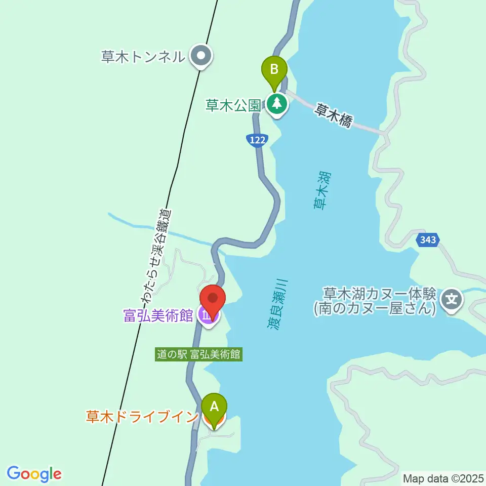 富弘美術館周辺のファミレス・ファーストフード一覧地図