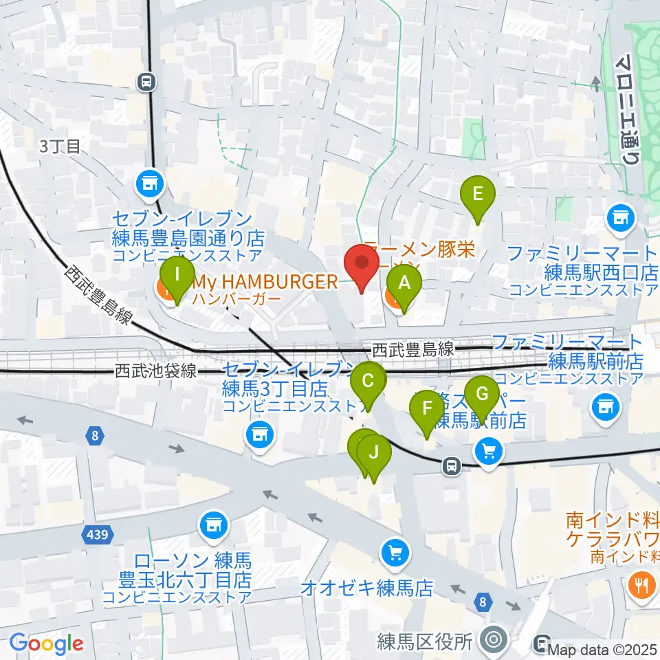 スタジオクレフ周辺のファミレス・ファーストフード一覧地図