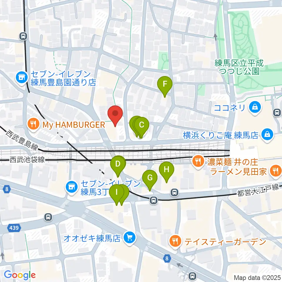 スタジオクレフ周辺のファミレス・ファーストフード一覧地図