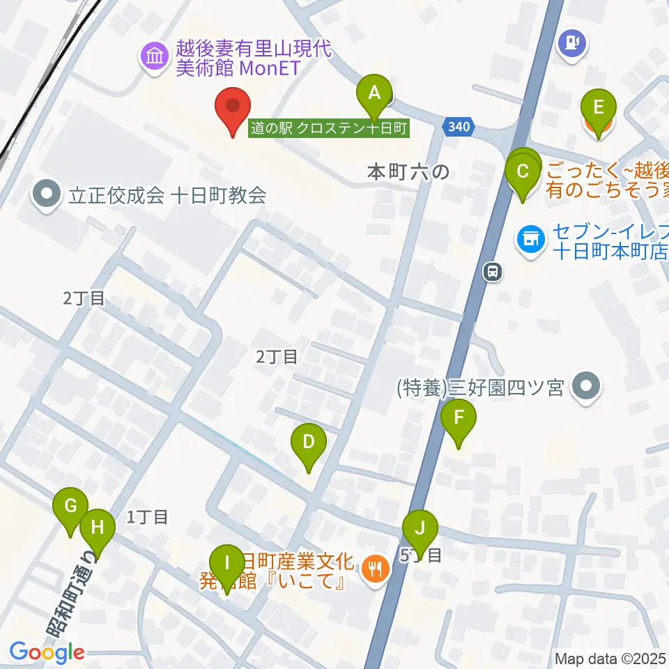 越後妻有里山現代美術館MonET周辺のファミレス・ファーストフード一覧地図