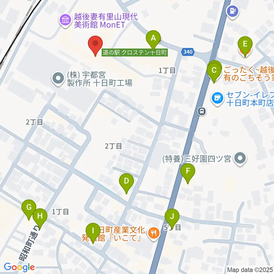 越後妻有里山現代美術館MonET周辺のファミレス・ファーストフード一覧地図