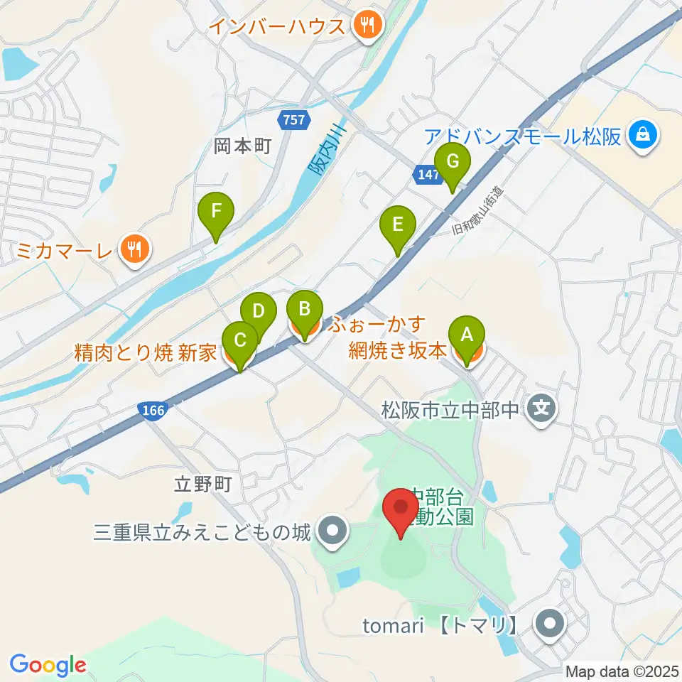 ドリームオーシャンスタジアム周辺のファミレス・ファーストフード一覧地図