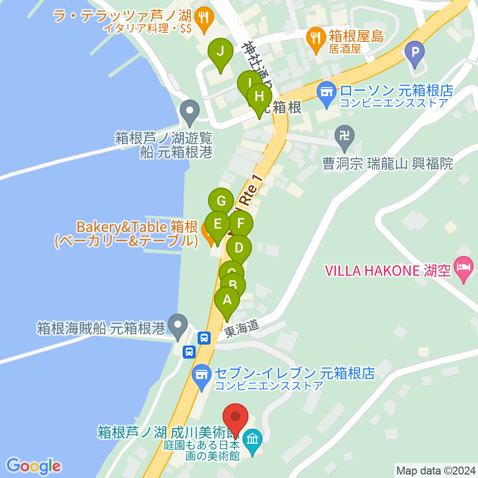 成川美術館周辺のファミレス・ファーストフード一覧地図