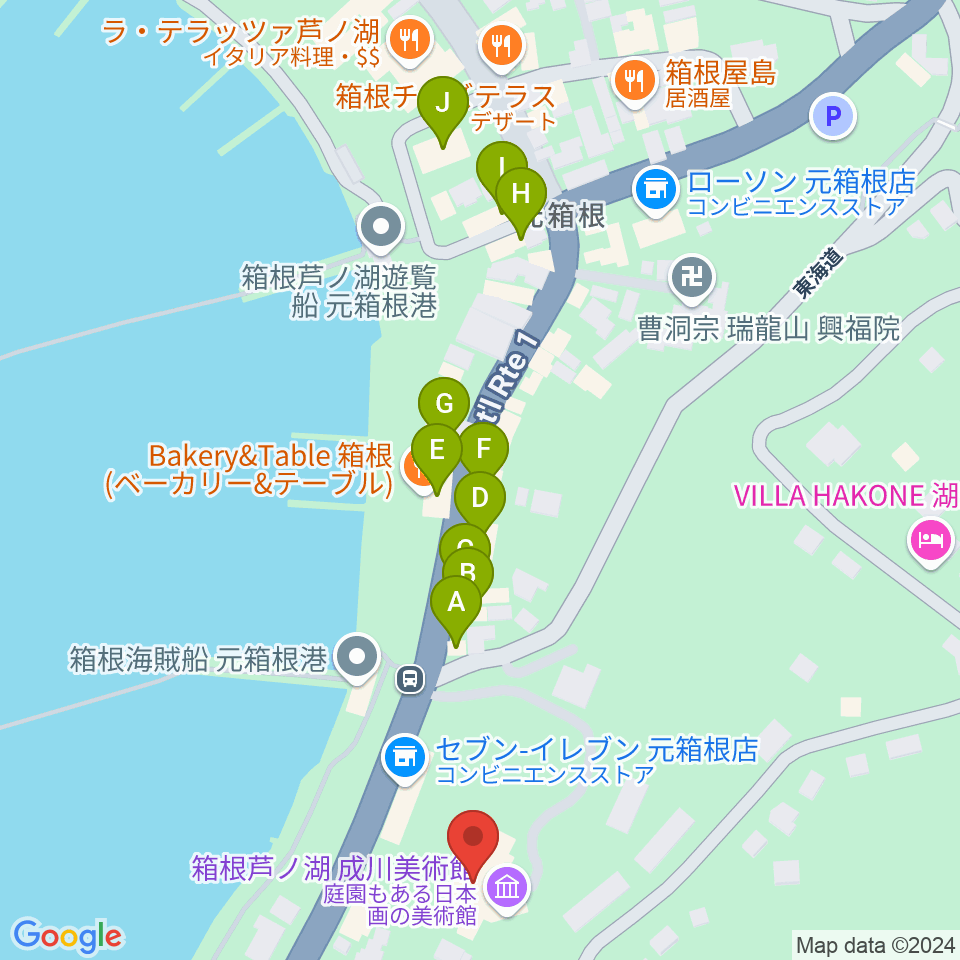 成川美術館周辺のファミレス・ファーストフード一覧地図