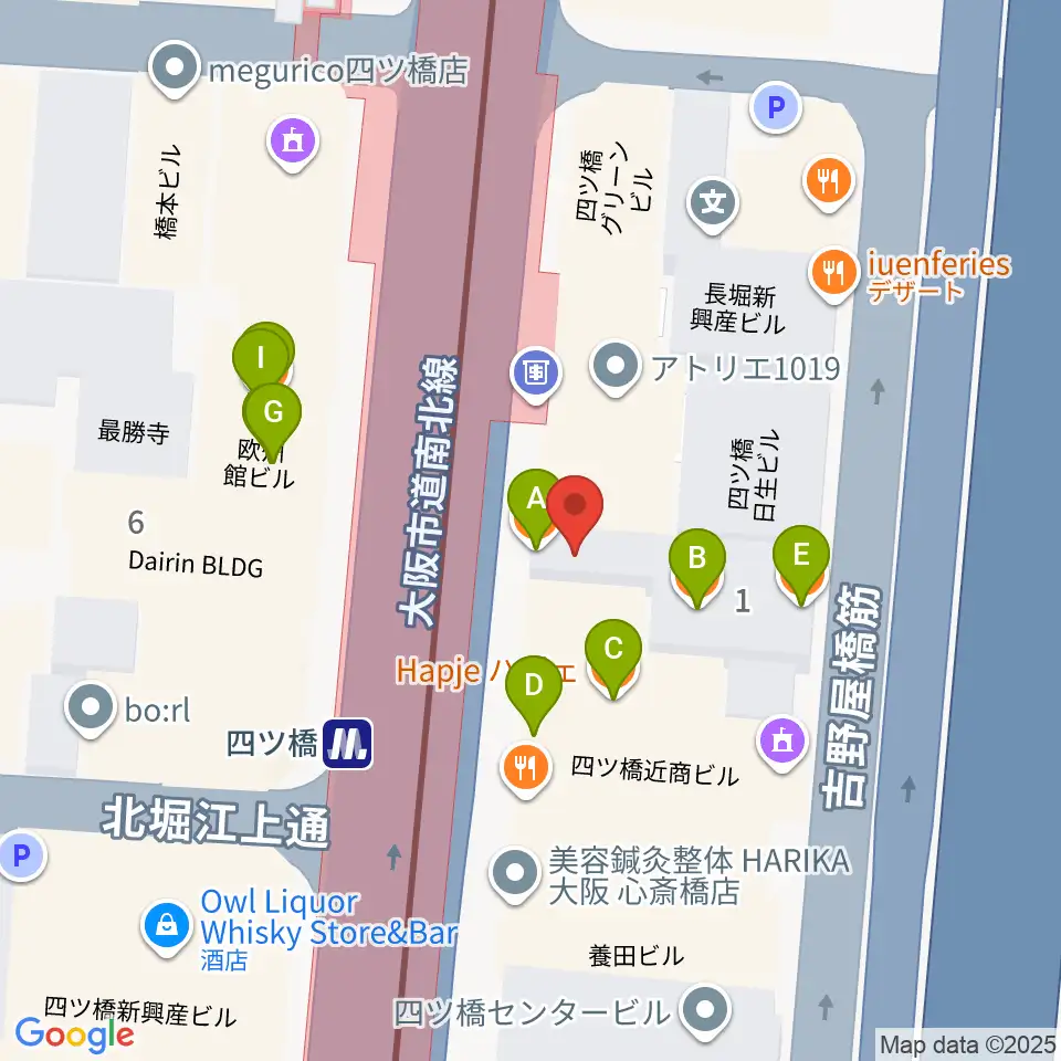 四ツ橋LMスタジオ周辺のファミレス・ファーストフード一覧地図