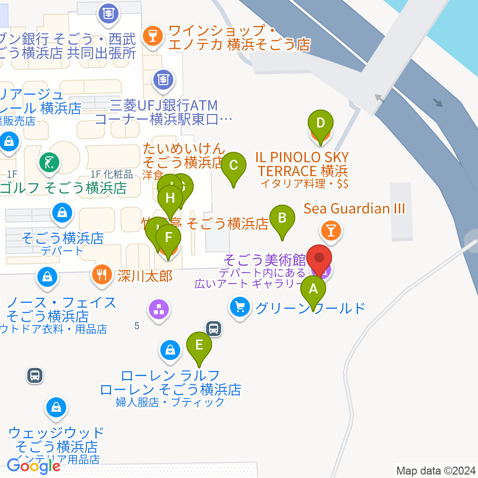 そごう美術館周辺のファミレス・ファーストフード一覧地図