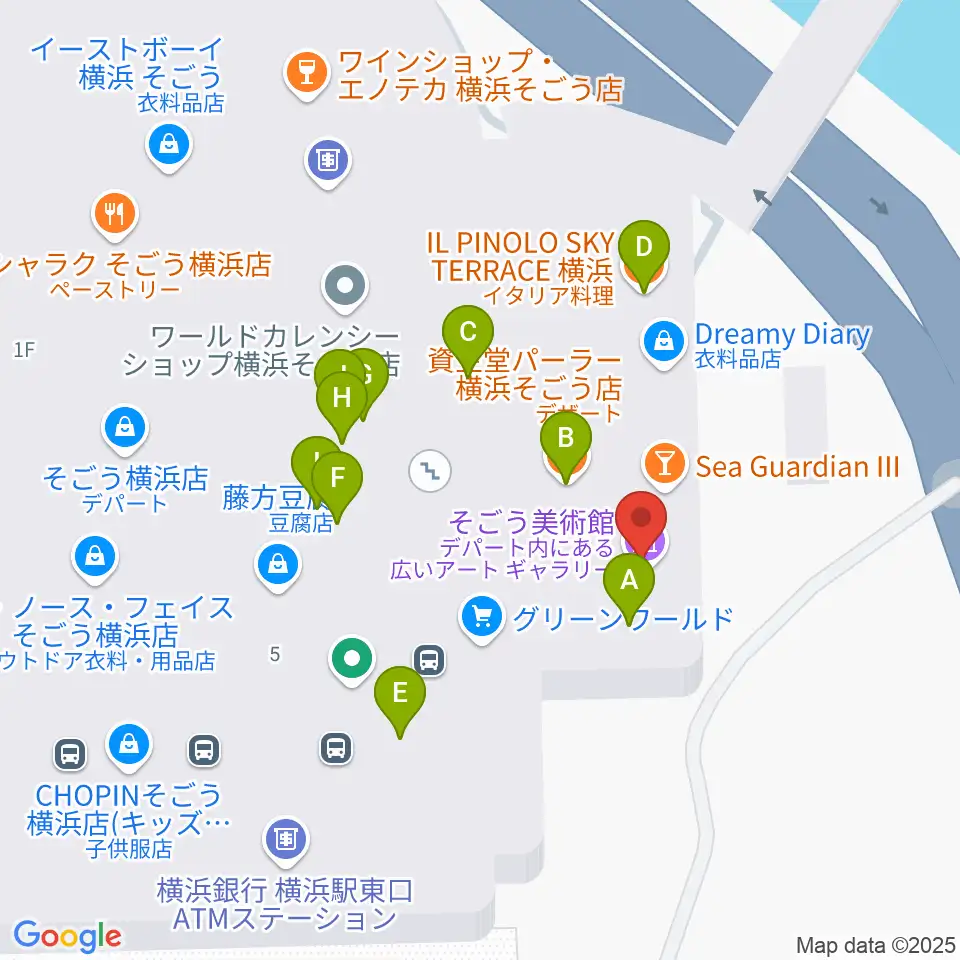 そごう美術館周辺のファミレス・ファーストフード一覧地図