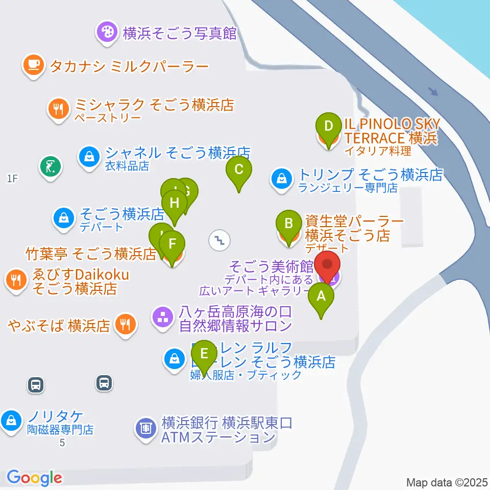 そごう美術館周辺のファミレス・ファーストフード一覧地図