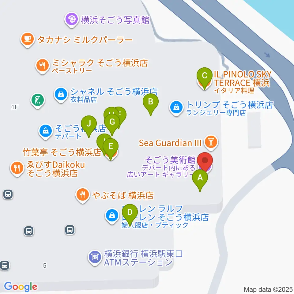 そごう美術館周辺のファミレス・ファーストフード一覧地図