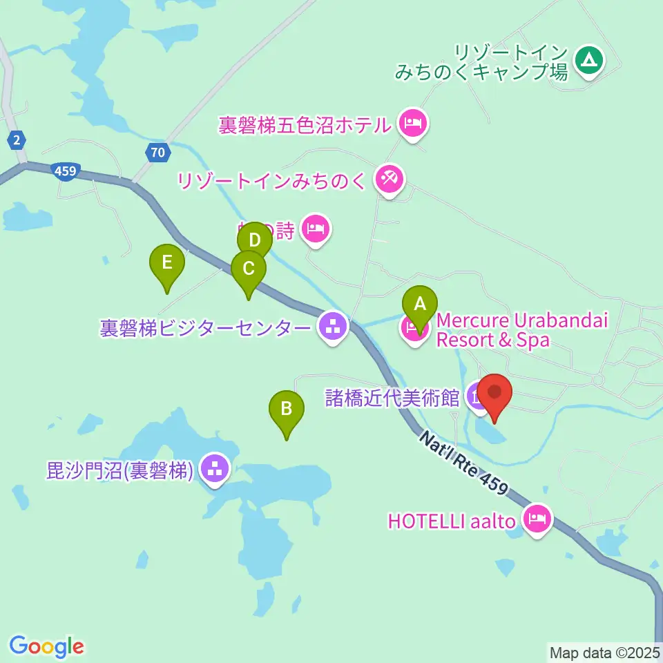 諸橋近代美術館周辺のファミレス・ファーストフード一覧地図