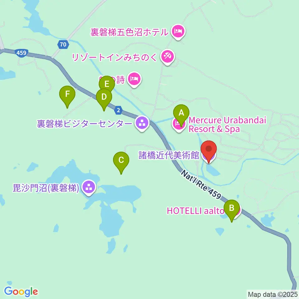 諸橋近代美術館周辺のファミレス・ファーストフード一覧地図