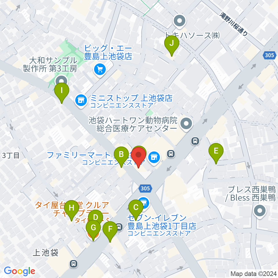 池袋STUDIO Dede周辺のファミレス・ファーストフード一覧地図