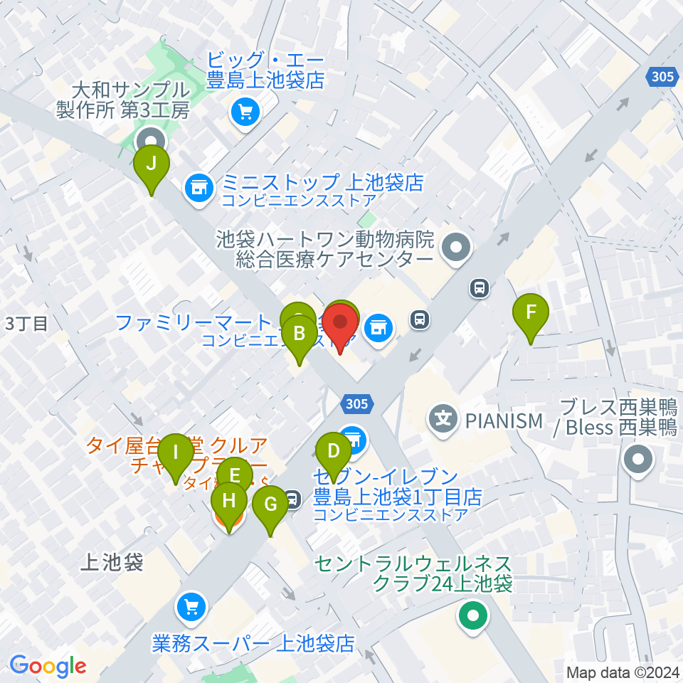 池袋STUDIO Dede周辺のファミレス・ファーストフード一覧地図